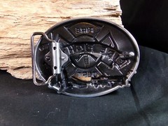 Men&rsquo;s Metal Belt Buckle Fire Fighter Fire Department, Red & Grey, Fire Truck, Ax