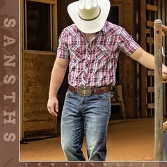 SANSTHS Western Cowboy M for 38&Prime;-41&Prime; Waist, Bronze Star Bull/Coffee Belt