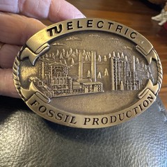 Texas Utilities Electric Co. Brass Belt Buckle 1993 Creative Casting