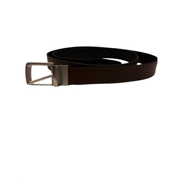 Timberland Reversible Brown/Black Leather Belt with Silver Buckle Size 44
