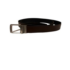 Timberland Reversible Brown/Black Leather Belt with Silver Buckle Size 44