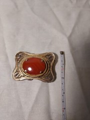 Red Agate Western Vintage Belt Buckle