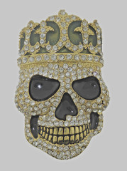 Skull Belt Buckle Gold Metal Pirate Sign Halloween Party Costume Men Bling Style