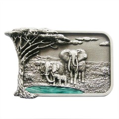 Vintage Style Enamel Africa Elephant Big Tree Belt Buckle also Stock in US
