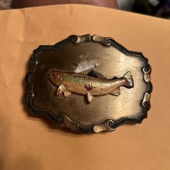 Vintage Brass 1977-78 Raintree 3D Fish Belt Buckle