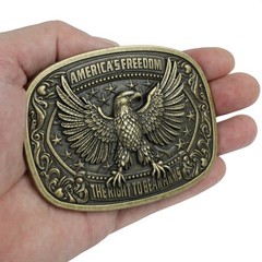 America&rsquo;s Freedom 2nd Amendment Eagle Belt Buckle Antique Bronze Fits 1.5&Prime; Belts