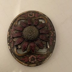 Vintage Flower Oval Belt Buckle – Stamped –