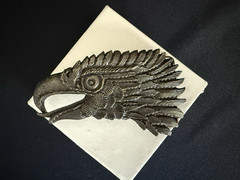 Vintage Indiana Metal Craft Bronze Eagle Head Belt Buckle Signed J R Gray