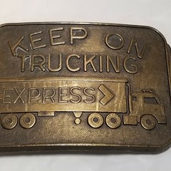 KEEP ON TRUCKING Belt Buckle Bronze Tone Truck Driving Transportation