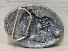 Vintage EGE Belt Buckle Silver Tone Western Saddle Engraved 3.5&Prime; Made in USA