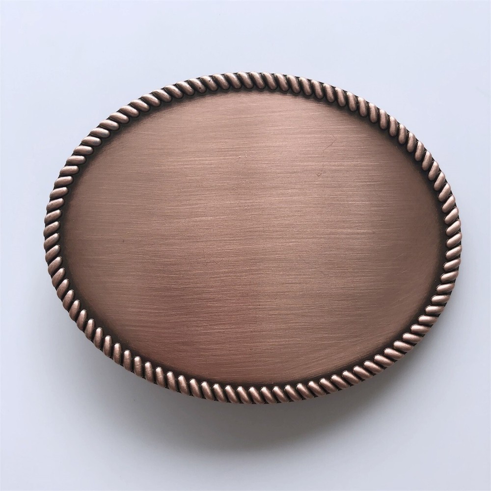 Antique Red Copper Plated Western Rope Oval Custom Blank Belt Buckle for Engrave