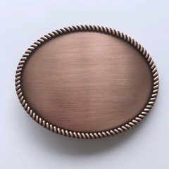 Antique Red Copper Plated Western Rope Oval Custom Blank Belt Buckle for Engrave
