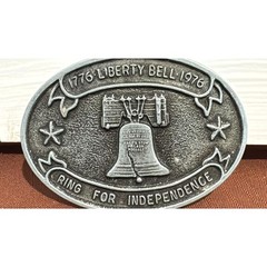 Belt Buckle Liberty Bell Ring Independence Oval Brass Patriotic 1976