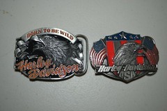 1989 & 1992 Siskiyou Harley Davidson Eagle Head Belt Buckles Lot of 2