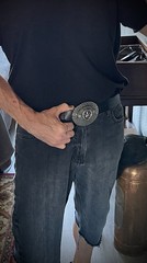“Lone Star Reliquary” Belt Buckle Handmade 4×3 Leather back OOAK Darren McNeese