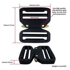 TXZWJZ Metal Buckle Dual Adjustable Tactical Belt 2inch(50mm), Black