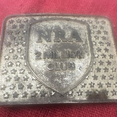 NRA 2 Million Club Silver Tone Metal Belt Buckle Stars Antique Finish 1.5in