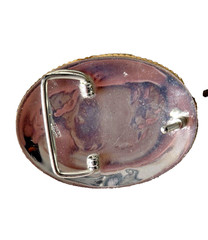 Western Initial Belt Buckle 3.5 x 2 5/8 in Oval R Silver Engraved Gold 1.75