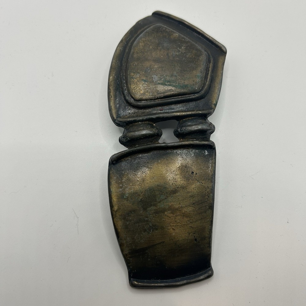 Vintage 1987 Trophy USA Hinged Belt Buckle Brass Patina Western Style RARE