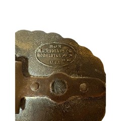 R.J. Roberts Chevrolet Co. Belt Buckle Eagle Olympic Rings Brass Red Enamel