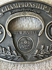 Wisconsin Beer League Beer Opener Belt Buckle Championship Brewmaster Novelty