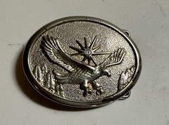 Men’s Vintage Eagle and Sun Metal Belt Buckle Silver Tone Western Americana 3.25