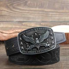 America Second Amendment Belt Buckle 2A, 2nd, Freedom, Guns Antique Silver Tone
