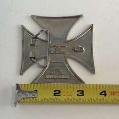 Silver Star Iron Cross Belt Buckle Silver Tone Made In USA Goth Grunge Moto FAIR