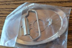 Rare Pre-Owned Silver Tone Metal Tanker Semi Truck Vintage Enamel Belt Buckle