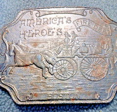 Vintage Belt Buckle Americas Heroes – Fire Department BOSTON Horse & Carriage