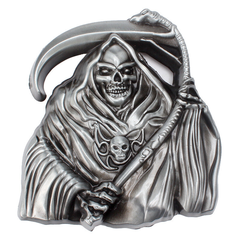 Skull Death Belt Buckle Western Cowboy Motorcycle Riding Belt Buckle