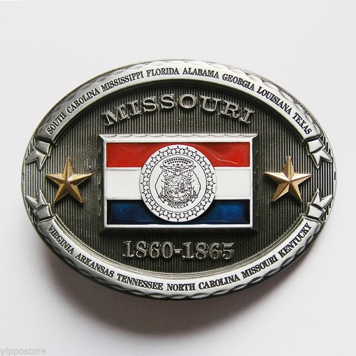 Missouri MO State Flag Western Metal Belt Buckle