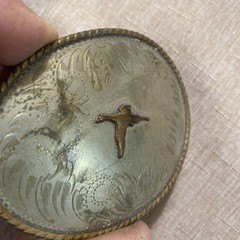 Vintage Comstock Silversmiths Silver Engraved with pheasant Western Belt Buckle