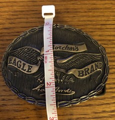 VINTAGE 1970s BORDEN&rsquo;S EAGLE BRAND BELT BUCKLE SOLID BRONZE 3 1/2&Prime; X 2 3/4&Prime;