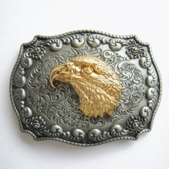 Eagle Head Double Color Western Cowboy Rodeo Metal Belt Buckle