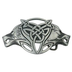 VIGOROSO Men Gothic Funny Lovely Celtic Wild Wolf Fox Double Head Belt Buckle