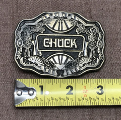 Vintage Oden Inc CHUCK Name Plate Belt Buckle with Original Box