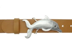 ChatGPT: Belt Buckle Dolphin Design Antique Silver Nautical Animal Print Oval Embossed