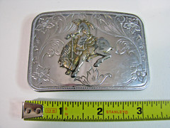 Vintage Cowboy Rodeo Riding Bronco Engraved Western Belt Buckle