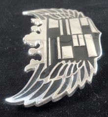 Vintage 1990&rsquo;s American Crown & Wings Cadillac Belt Buckle Chrome & Black Enamel