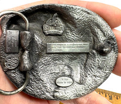 Siskiyou Bald Eagles Belt Buckle Co 1990 Vintage Pewter Teal Enamel Swirl USA
