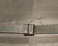 Unique Buckle Leather Belt. Dark Green 36 Inches Unisex