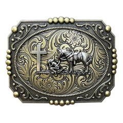 Cross & Prayer Belt Buckle Western Men&rsquo;s Vintage Style Floral Cowboy Rodeo Wear