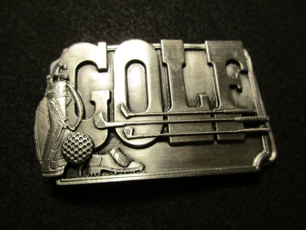 SOLID PEWTER BELT BUCKLE, « GOLF » 3-D DESIGN, SISKIYOU CO. MAN-1222*07061