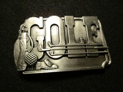 SOLID PEWTER BELT BUCKLE, « GOLF » 3-D DESIGN, SISKIYOU CO. MAN-1222*07061