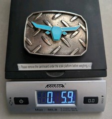 Douglas Magnus Santa Fe Turquoise Longhorn Sterling Diamond Plate Trophy Buckle