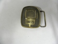 Vtg 10-4 CB Radio Microphone Motif Belt Buckle Made by Lewis Buckles (A5)