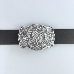 Vintage Silver Plated Southwest Flower Pattern Belt Buckle Boucle de Ceinture