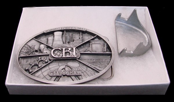 OB20142 *NOS* 2013 **CB&I + SHAW** ENERGY & POWER CONSTRUCTION PEWTER BUCKLE
