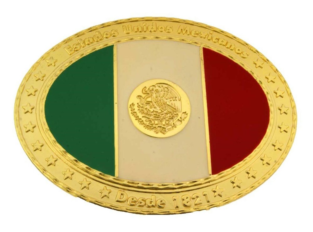 Mexico Mexican Flag Belt Buckle Country Rodeo HEBILLA Vaquero ESTADO UNIDOS US